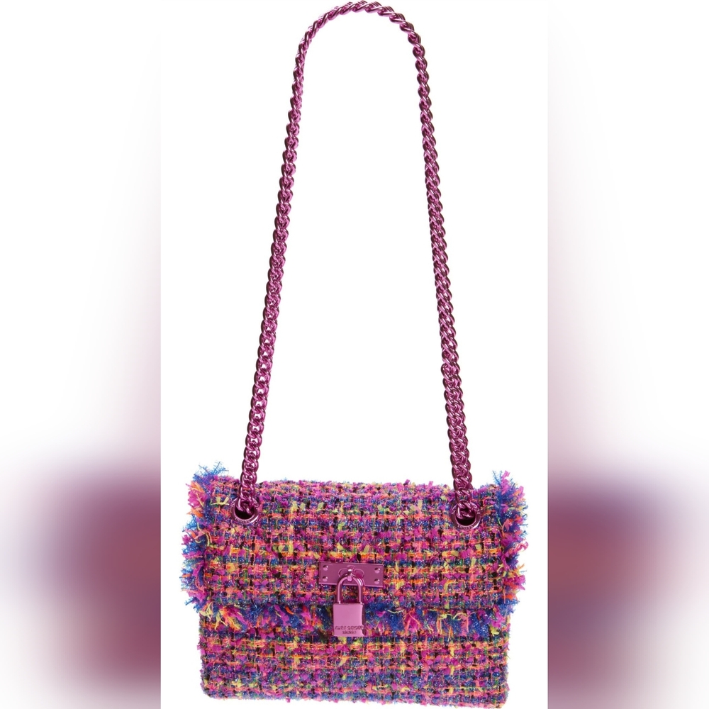 Kurt Geiger Purple Multicolor Tweed Shoulder Bag